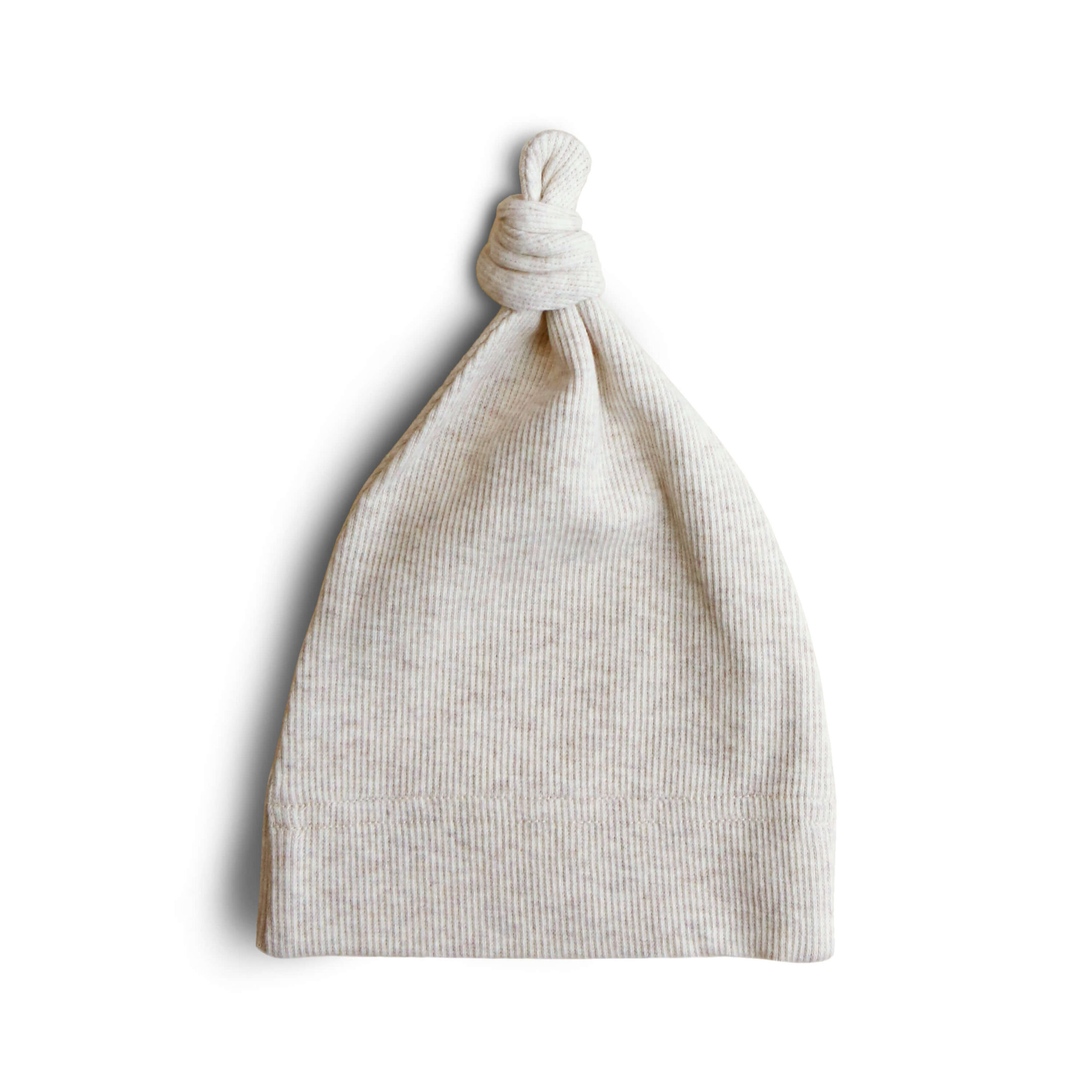 Mushie Ribbed Baby Beanie Beige Melange
