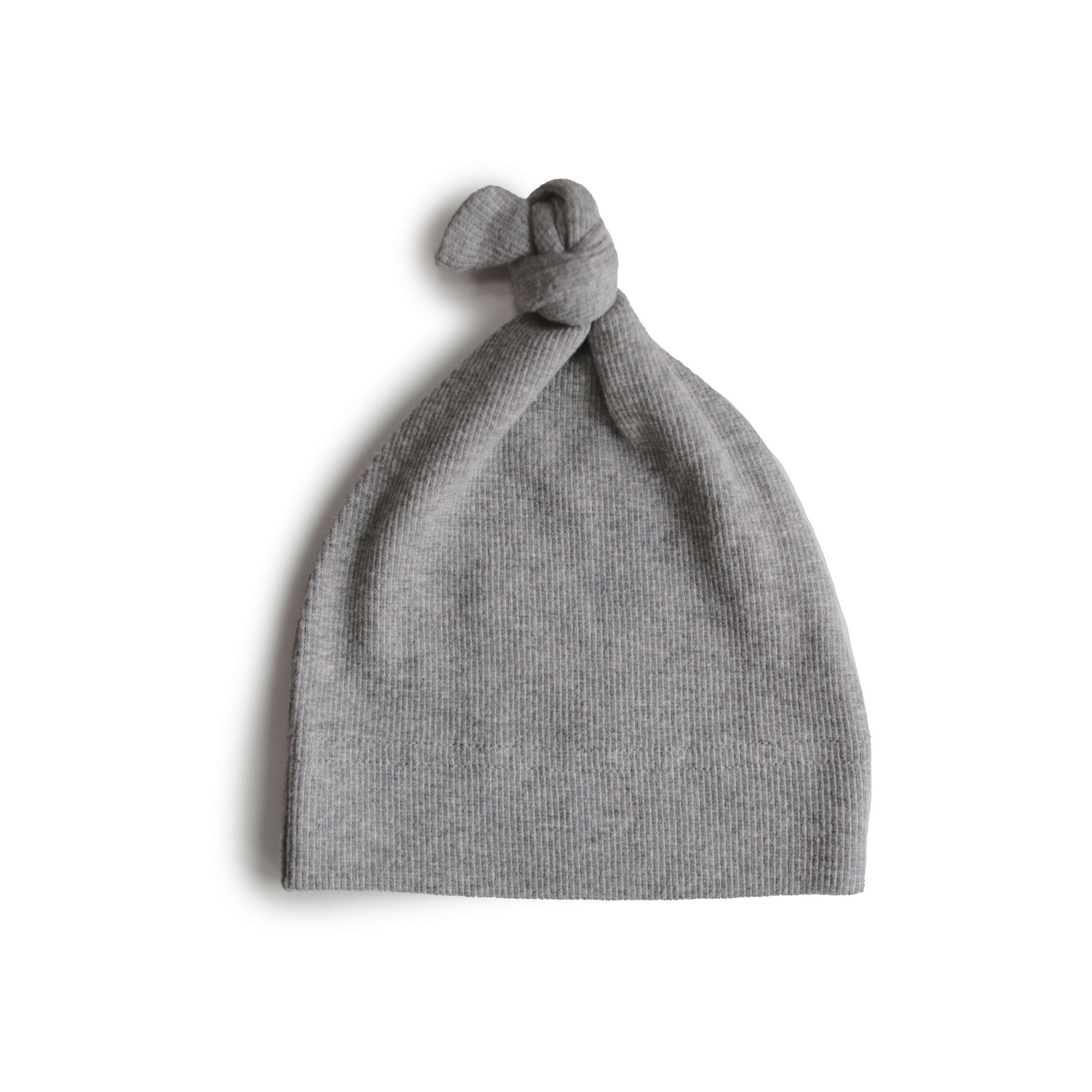 Mushie Ribbed Baby Beanie Grey Melange
