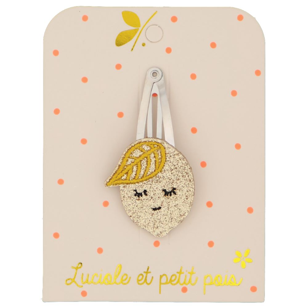 Luciole Et Petit Pois Haarknipje Glitter Citroen Goud 5cm