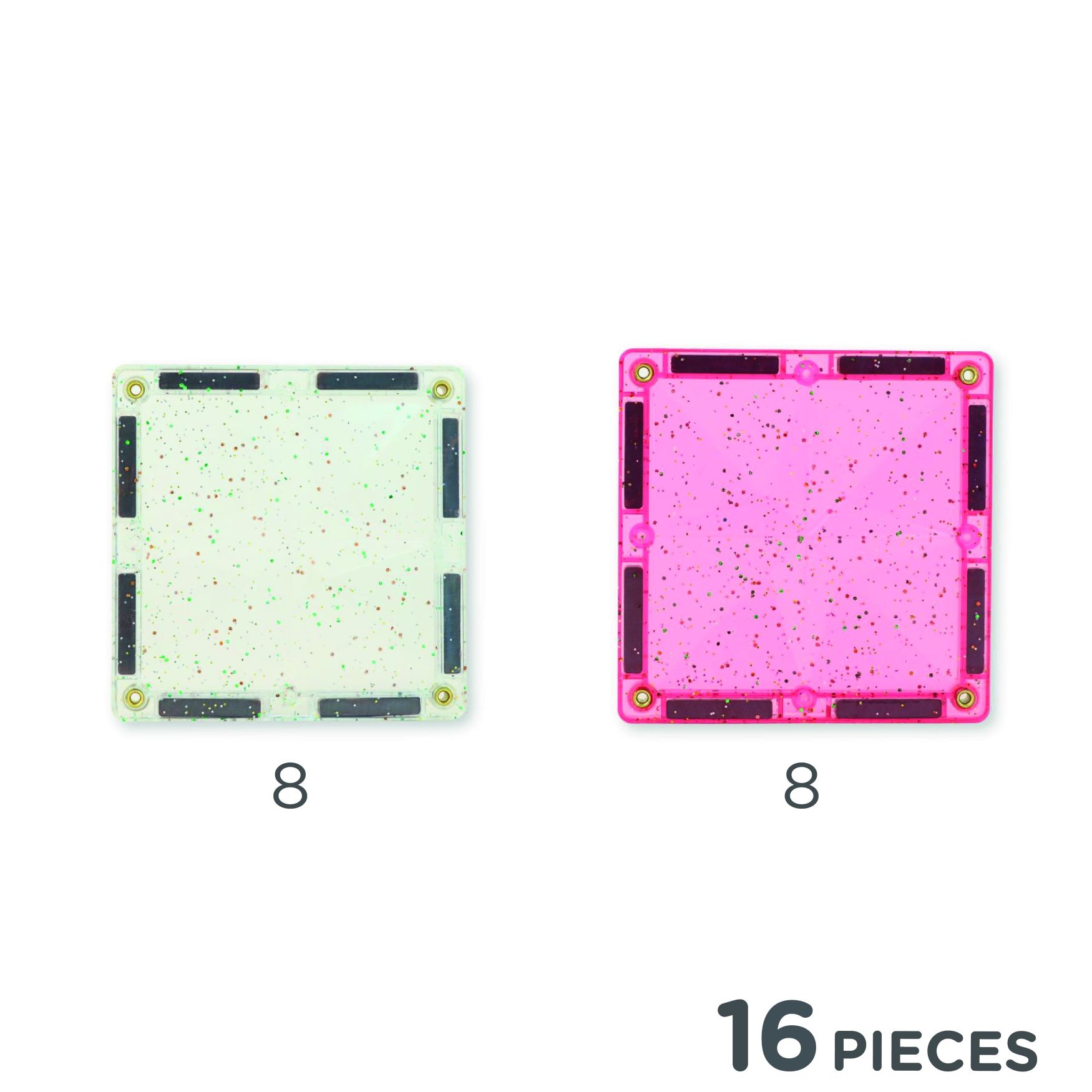 Cleverclixx Glitter Tiles Pack Transparant/Pink 16 Stuks - Afbeelding 4